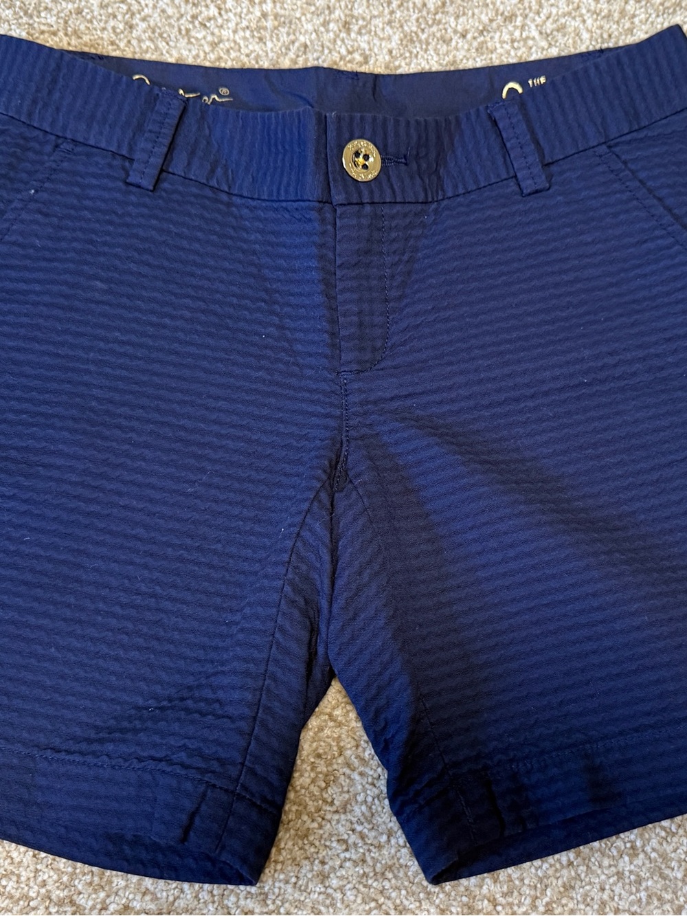 Women’s Lilly Pullitzer Jayne Navy 7” Textured Shorts. SZ 0.